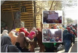 هتافات طالبات بني سويف تهز أرجاء المدينة في مسيرة مناهضة للانقلاب