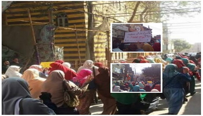 هتافات طالبات بني سويف تهز أرجاء المدينة في مسيرة مناهضة للانقلاب