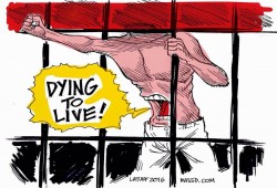كاريكاتير كارلوس لاتوف .. #إضراب_العقرب #DyingToLive