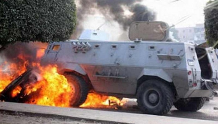 استهداف مدرعة تابعة للانقلاب بالعريش وأنباء عن وقوع إصابات
