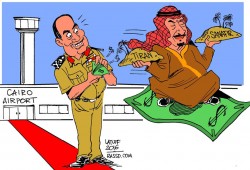 كاريكاتير : السيسي يبيع جزيرتي تيران و صنافير للسعودية