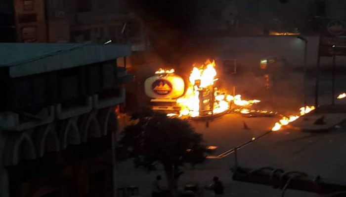 حريق هائل فى محطة وقود "مصر للبترول" بحلوان