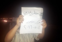 ثوار "مركز دمنهور" يعلنون تضامنهم مع أهالى حلب في سلسلة بشرية