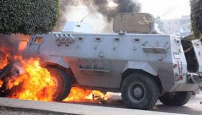 إصابة 5 بينهم ضابط فى تفجير آلية تابعة لقوات الشرطة بالعريش