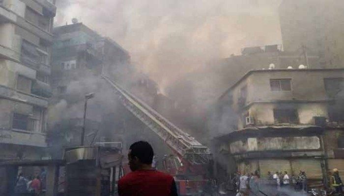 ارتفاع عدد مصابي حريق الرويعي ودمار كامل في المنطقة التجارية