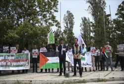 محتجون يتظاهرون أمام السفارة الصهيونية بأنقرة بمناسبة الذكرى الـ 68 لـ"نكبة فلسطين"