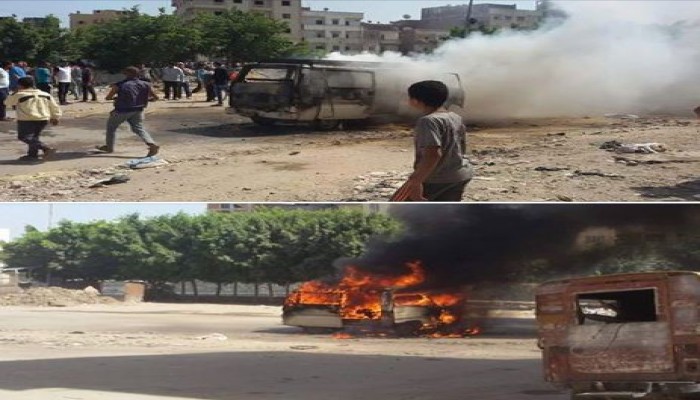 البحيرة : ماس كهربائى يتسبب فى حريق ميكروباص بكفر الدوار