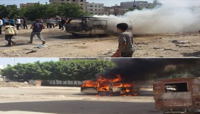 البحيرة : ماس كهربائى يتسبب فى حريق ميكروباص بكفر الدوار