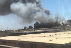 حريق هائل بـ"قناة السويس للحاويات" شرق بورسعيد