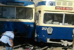 تصادم ترامين فى محطة القائد إبراهيم بالإسكندرية