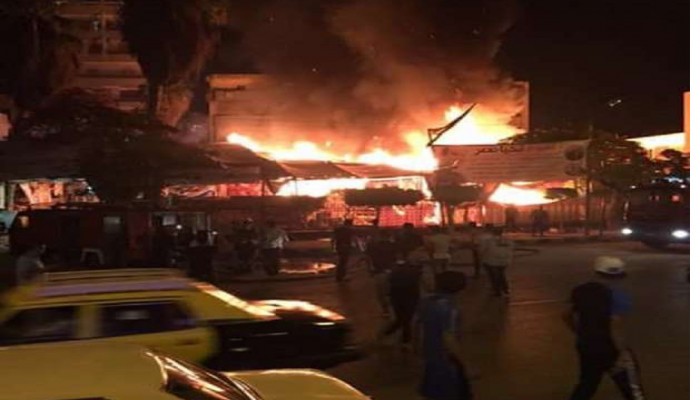 حريق هائل بأسواق "تحيا مصر" بالغربية