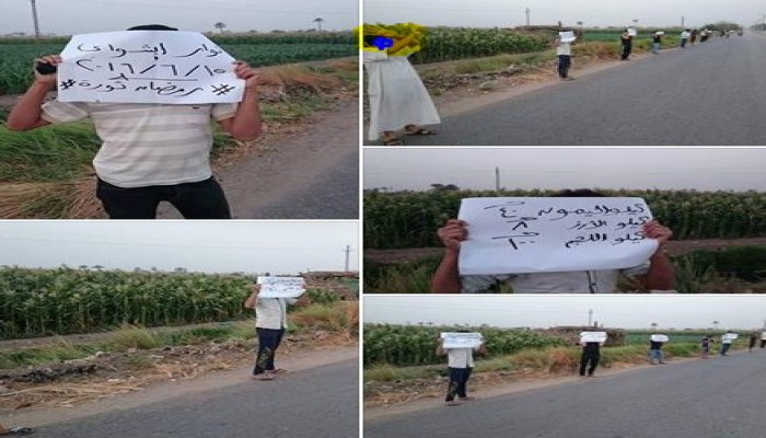 سلسلة بشرية لثوار أبشواي تنديداً بجرائم العسكر