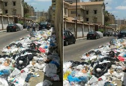 القمامة تحاصر مبنى الإدارة العامة للتأمين الصحى بالإسكندرية