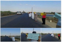 سلسلة بشرية لثوار النوبارية بالبحيرة ترفع شعار "الثورة تحمعنا"