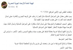 حالة الطقس ودرجات الحرارة المتوقعة اليوم الاثنين