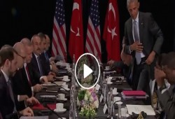 شاهد .. أوباما يلتف حول الطاولة لمصافحة أردوغان.. بينما السيسي ينتظر دوره في الطابور