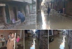 السعديين بمنيا القمح تغرق في مياه الصرف الصحي