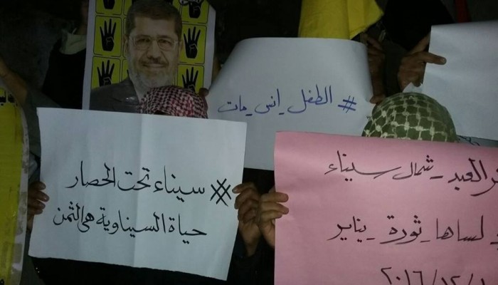 سيناء : وقفة لثوار بئرعبد ضمن فعاليات "لساها ثورة يناير"