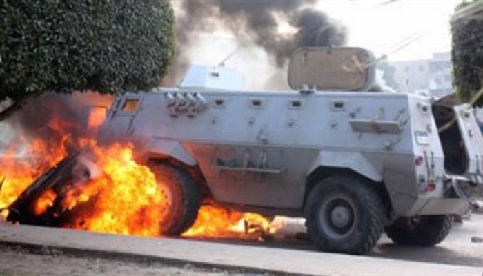 انفجار بمدرعة شرطة في بني سويف صباح اليوم