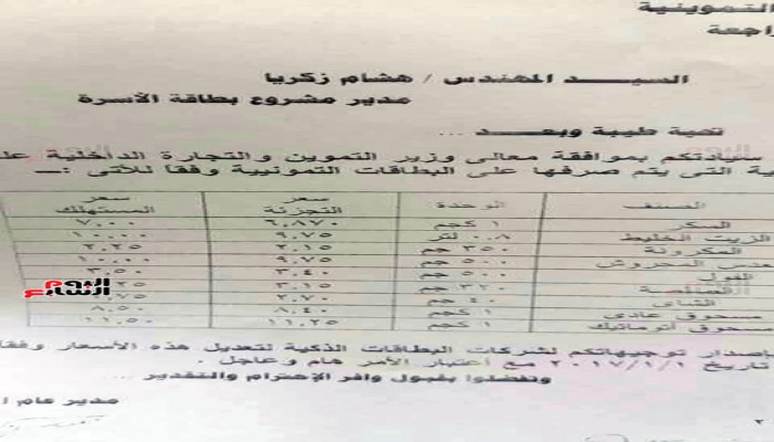 قرار "تموين الانقلاب" بأسعار السلع الجديدة على البطاقات.. كيلو الزيت بـ10 جنيهات