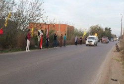 سلسلة بشرية لثوار مركز دمنهور ترفع شعار " يناير يجمعنا "