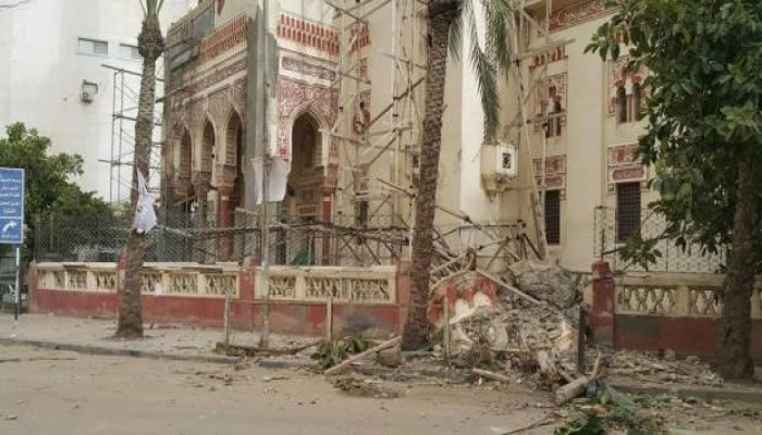بالصور.. بسبب الإهمال انهيار مئذنة مسجد ابن خلدون بالإسكندرية
