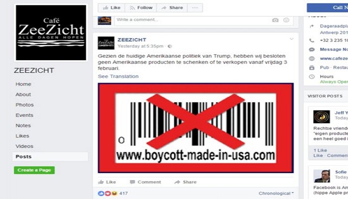 احتجاجا على ترامب.. مطعم بلجيكي يقاطع البضائع الأمريكية