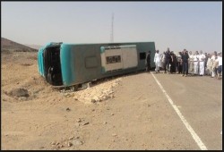 خروج 22 مصاباً من حادث انقلاب أتوبيس الزعفرانة من المستشفيات