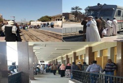 احتجاجات سائقو القطارات والكمسارية بأسوان للمطالبة بمستحقات مالية