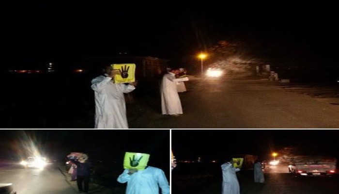 ثوار أبو المطامير في سلسلة بشرية تنديدا بالاعتقالات التعسفية لرافضي الانقلاب