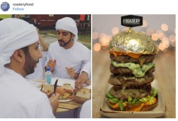 ولي عهد دبي يتناول شطيرة "برجر" مغطاة بذهب عيار 24