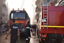 حريق هائل في محطة وقود سيارات بأوسيم