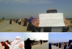 سلسلة بشرية لحرائر النوبارية مطالبة بالحرية للمعتقلين وإسقاط الحكم العسكري