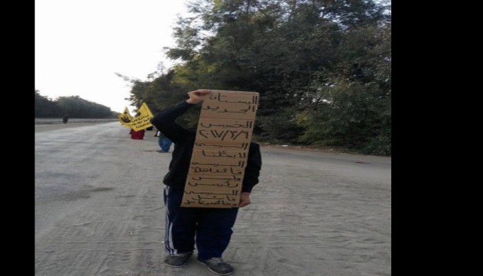 سلسلة بشرية لثوار البستان تطالب برحيل العسكر ومحاكمة السيسي