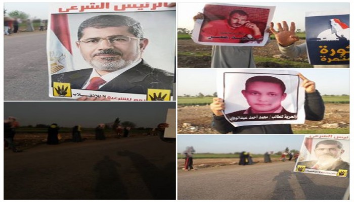 ثوارالحسينية بالشرقية يواصلون تظاهراتهم ضد السيسي السفيه