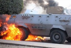 إصابات شديدة لشرطيين في تفجير مدرعة بالعريش