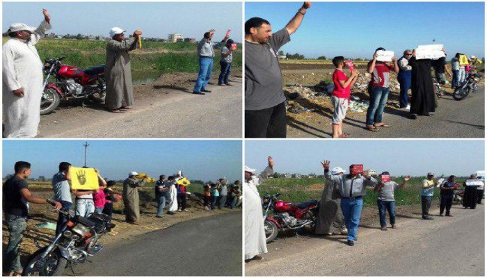 أهالي بلقاس يرفعون لافتات.. "هنخلعك يا سيسي"