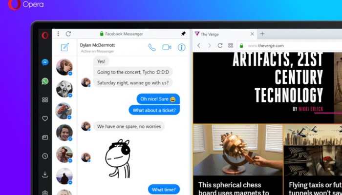 أوبرا تدمج واتس اب وتيليجرام ومسنجر في الإصدار الأحدث من متصفحها
