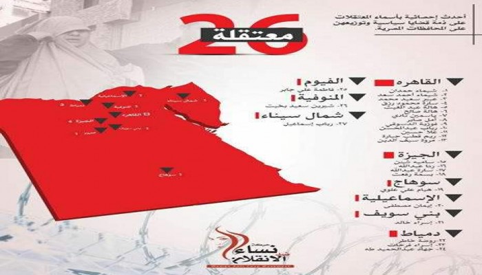 إنفوجراف: أحدث إحصائية بأسماء الحرائر بسجون الانقلاب