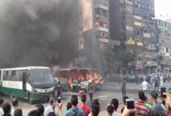 حريق هائل أمام مستشفى أحمد ماهر