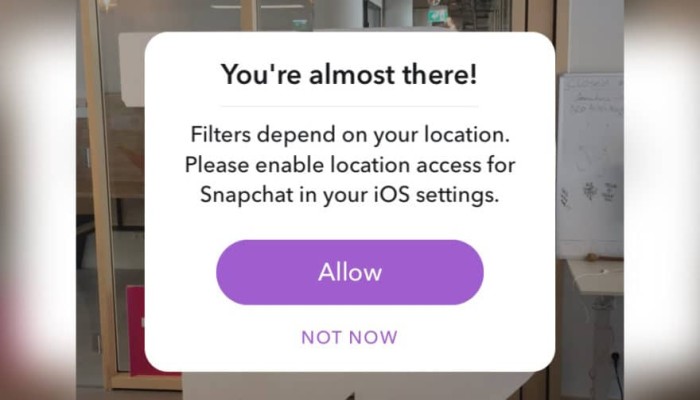 سناب شات يتطلب خدمات الموقع لاستعمال جميع الفلاتر