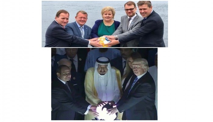 رؤساء وزراء شمال أوروبا يسخرون من صورة ترامب بالسعودية