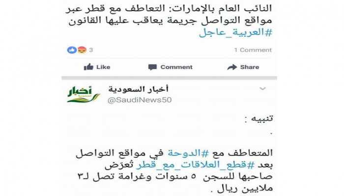 السعودية والإمارات تقرران سجن وتغريم المتعاطفين مع قطر