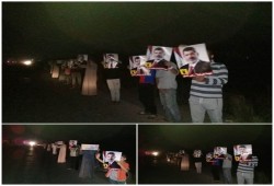 سلسلة بشرية لاهالي ابوحمص رفضاً لاحكام الإعدام