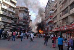 حريق هائل يلتهم 9 محلات بميدان شهير في طنطا