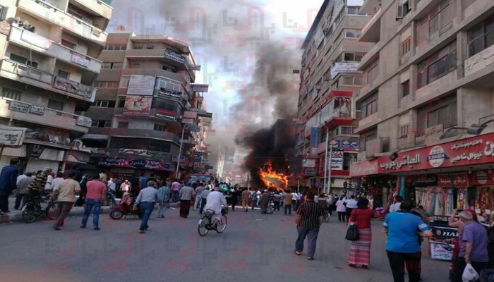 حريق هائل يلتهم 9 محلات بميدان شهير في طنطا