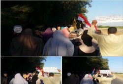 سلسلة بشرية ومسيرة لأهالي البستان الجديد رفضاً لقائد الانقلاب الدموي