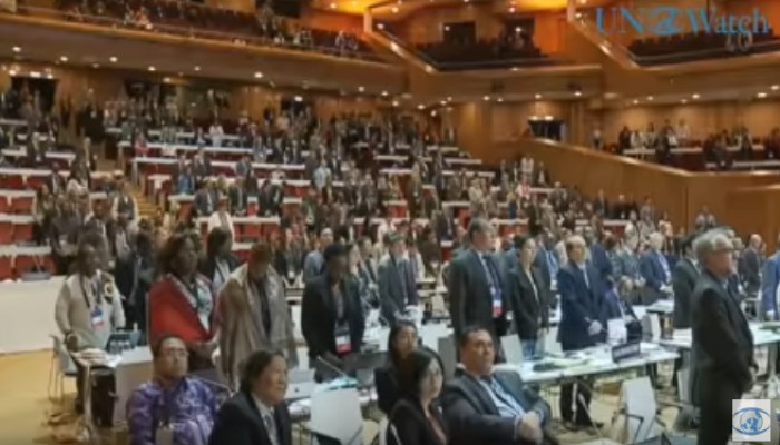 مندوبة كوبا باليونيسكو ترفض الوقوف حدادا لضحايا المحرقة المزعومة وتقف من أجل الضحايا الفلسطينين