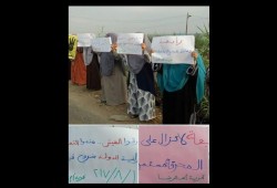سلسلة بشرية لنساء ضد الانقلاب بأم الرضا