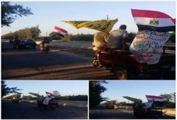 مسيرة سيارات ودراجات بخارية لأهالي البستان إحياءاً لذكرى "فض رابعة"